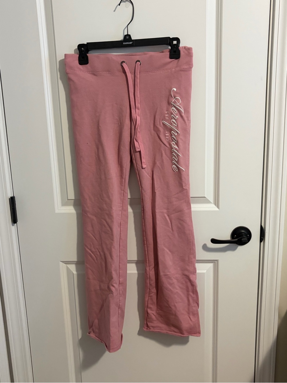 Aeropostale Pink Embroidered Drawstring Kids Sweatpants